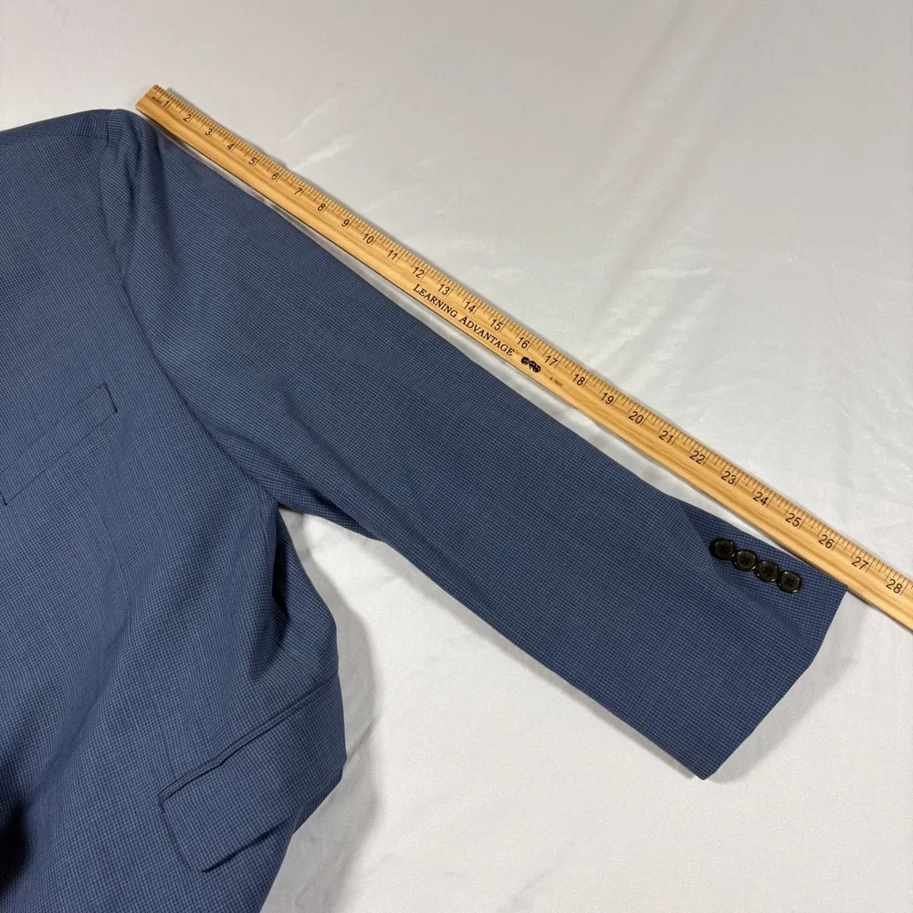 Ralph Lauren Men 48L Blue Wool Blend Check Blazer Sport Coat Jacket Professional